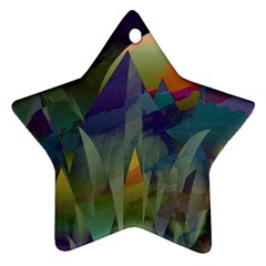 Mountains Abstract Mountain Range Star Ornament (two Sides) by Nexatart