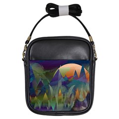 Mountains Abstract Mountain Range Girls Sling Bag by Nexatart