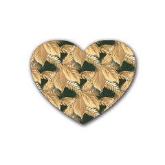 Scrapbook Leaves Decorative Heart Coaster (4 Pack)  by Nexatart