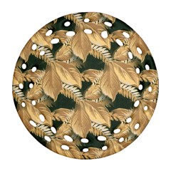 Scrapbook Leaves Decorative Ornament (round Filigree)