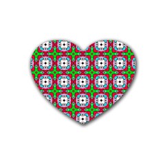 Squares Square Pattern Heart Coaster (4 Pack) 