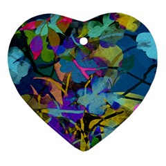 Flowers Abstract Branches Heart Ornament (two Sides)