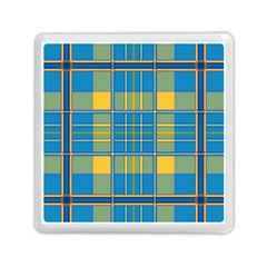 Plaid Tartan Scottish Blue Yellow Memory Card Reader (square) by Nexatart