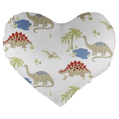 Dinosaur Animal Art Pattern Large 19  Premium Heart Shape Cushions