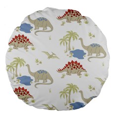 Dinosaur Animal Art Pattern Large 18  Premium Flano Round Cushions