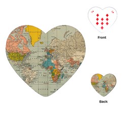 World Map Vintage Playing Cards Single Design (heart) by BangZart