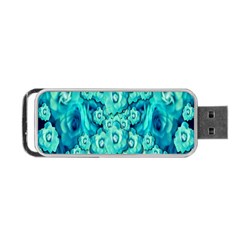 Happy Florals  Giving  Peace Ornate In Green Portable Usb Flash (two Sides) by pepitasart