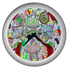 Supersonic Volcanic Mushroom Power Wall Clock (silver) by chellerayartisans