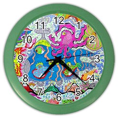 Supersonic Volcanic Fish Sonar Submarine Color Wall Clock by chellerayartisans