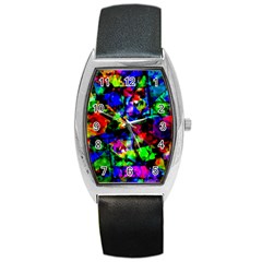 Multicolored Abstract Print Barrel Style Metal Watch by dflcprintsclothing