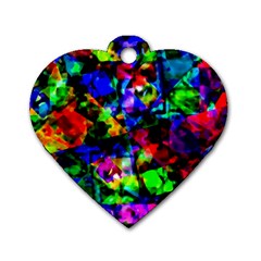 Multicolored Abstract Print Dog Tag Heart (one Side) by dflcprintsclothing