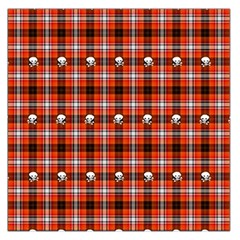 Plaid - Red With Skulls Large Satin Scarf (square) by WensdaiAmbrose