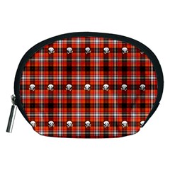 Plaid - Red With Skulls Accessory Pouch (medium) by WensdaiAmbrose