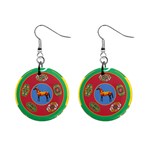 Turkmenistan National Emblem, 2000-2003 Mini Button Earrings Front