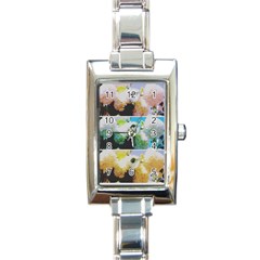 Faded Snowball Branch Collage (ii) Rectangle Italian Charm Watch by okhismakingart