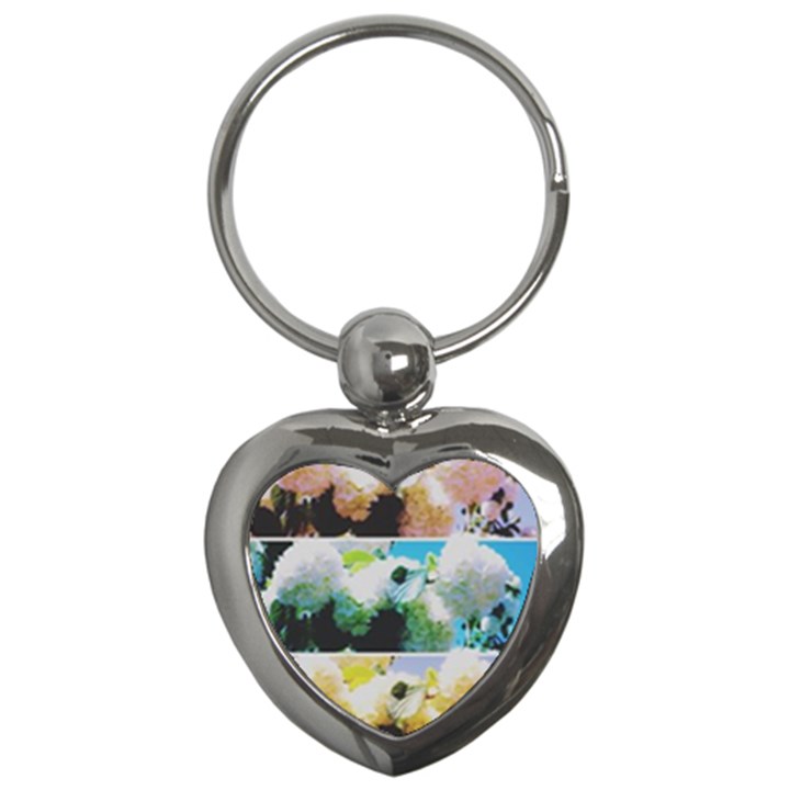 Faded Snowball Branch Collage (II) Key Chain (Heart)