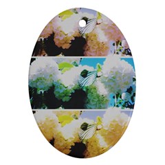 Faded Snowball Branch Collage (ii) Oval Ornament (two Sides) by okhismakingart