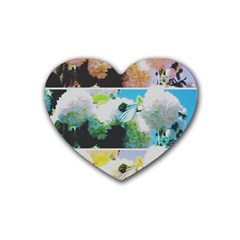 Faded Snowball Branch Collage (ii) Rubber Coaster (heart)  by okhismakingart