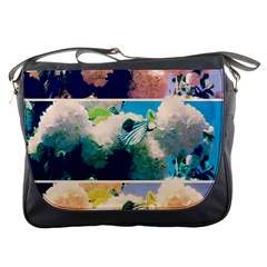 Washed Out Snowball Branch Collage (iv) Messenger Bag by okhismakingart