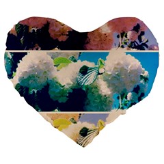 Washed Out Snowball Branch Collage (iv) Large 19  Premium Flano Heart Shape Cushions by okhismakingart