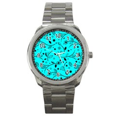 Pattern Flowers Flower Texture Sport Metal Watch by Pakrebo