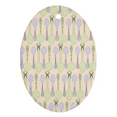 Spoon Pattern Illustrator Green Oval Ornament (two Sides) by Pakrebo