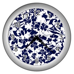 Flowers Garden Textiles Fabric Wall Clock (silver)