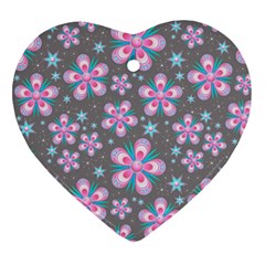 Seamless Pattern Flowers Pink Heart Ornament (Two Sides)