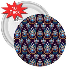 Illustrations Seamless Pattern Pattern 3  Buttons (10 Pack)  by Pakrebo