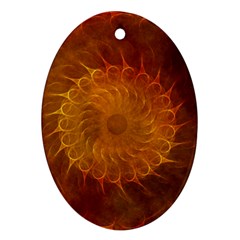 Orange Warm Hues Fractal Chaos Ornament (oval) by Pakrebo