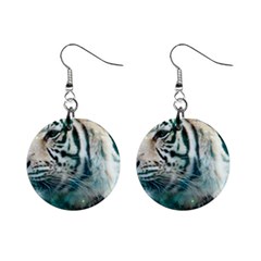 White Tiger Mini Button Earrings