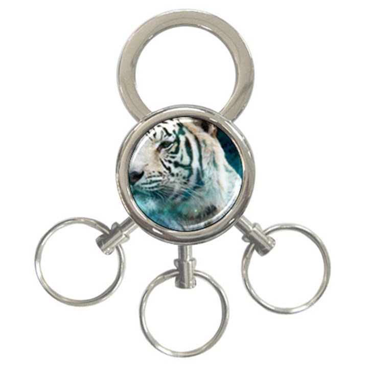 White Tiger 3-Ring Key Chain