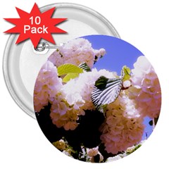 Pink Snowball Branch  3  Buttons (10 pack) 