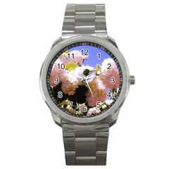 Pink Snowball Branch  Sport Metal Watch