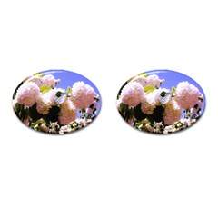 Pink Snowball Branch  Cufflinks (Oval)