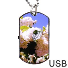 Pink Snowball Branch  Dog Tag USB Flash (Two Sides)