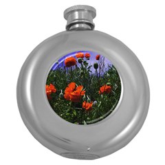 Poppy Field Round Hip Flask (5 Oz) by okhismakingart