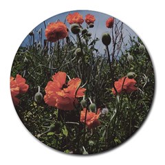 Faded Poppy Field  Round Mousepads by okhismakingart