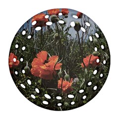 Faded Poppy Field  Ornament (round Filigree) by okhismakingart