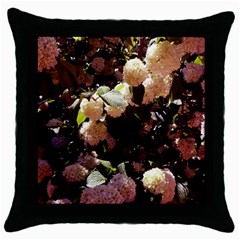 Pink Snowballs II Throw Pillow Case (Black)