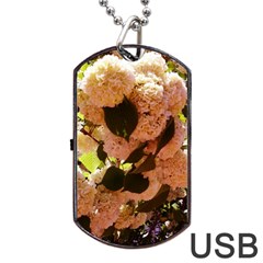 Yellow-pink Snowballs Dog Tag Usb Flash (one Side)