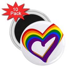 Rainbow Heart Colorful Lgbt Rainbow Flag Colors Gay Pride Support 2 25  Magnets (10 Pack)  by yoursparklingshop