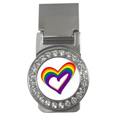 Rainbow Heart Colorful Lgbt Rainbow Flag Colors Gay Pride Support Money Clips (cz)  by yoursparklingshop