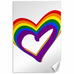 Rainbow Heart Colorful Lgbt Rainbow Flag Colors Gay Pride Support Canvas 24  X 36  by yoursparklingshop