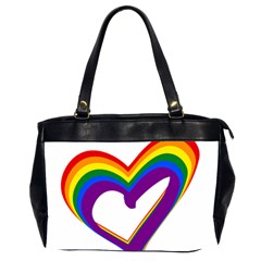 Rainbow Heart Colorful Lgbt Rainbow Flag Colors Gay Pride Support Oversize Office Handbag (2 Sides) by yoursparklingshop