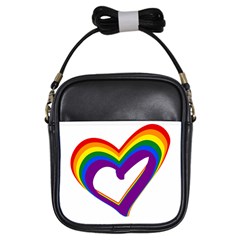 Rainbow Heart Colorful Lgbt Rainbow Flag Colors Gay Pride Support Girls Sling Bag by yoursparklingshop