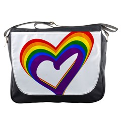 Rainbow Heart Colorful Lgbt Rainbow Flag Colors Gay Pride Support Messenger Bag by yoursparklingshop