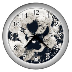 High Contrast Black And White Snowballs Wall Clock (silver) by okhismakingart