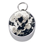High Contrast Black and White Snowballs Mini Silver Compasses Front