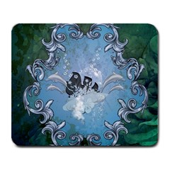 Surfboard With Dolphin Large Mousepads by FantasyWorld7